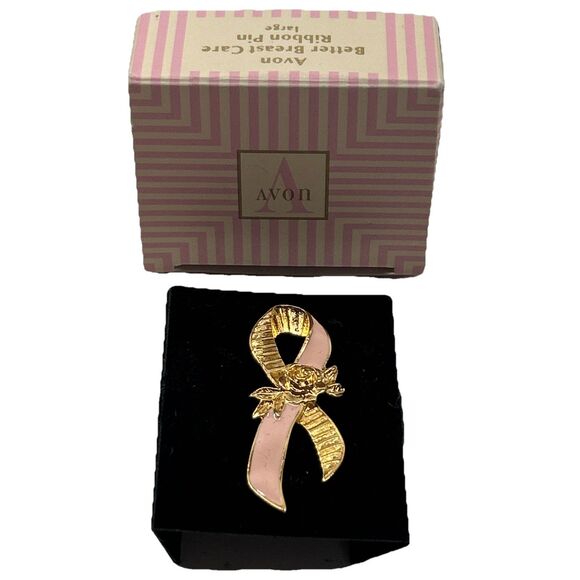Avon Jewelry - VTG ‘93 AVON Lapel/Hat Pin Breast Cancer Awareness Enamel Ribbon & Gold Toned
